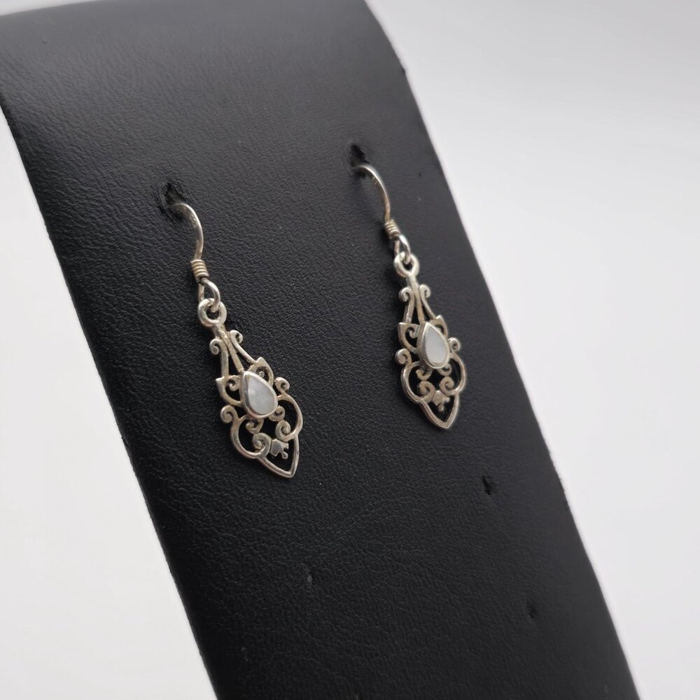 Sterling Silver Fancy Teardrop Shell Rustic Earri… - image 2